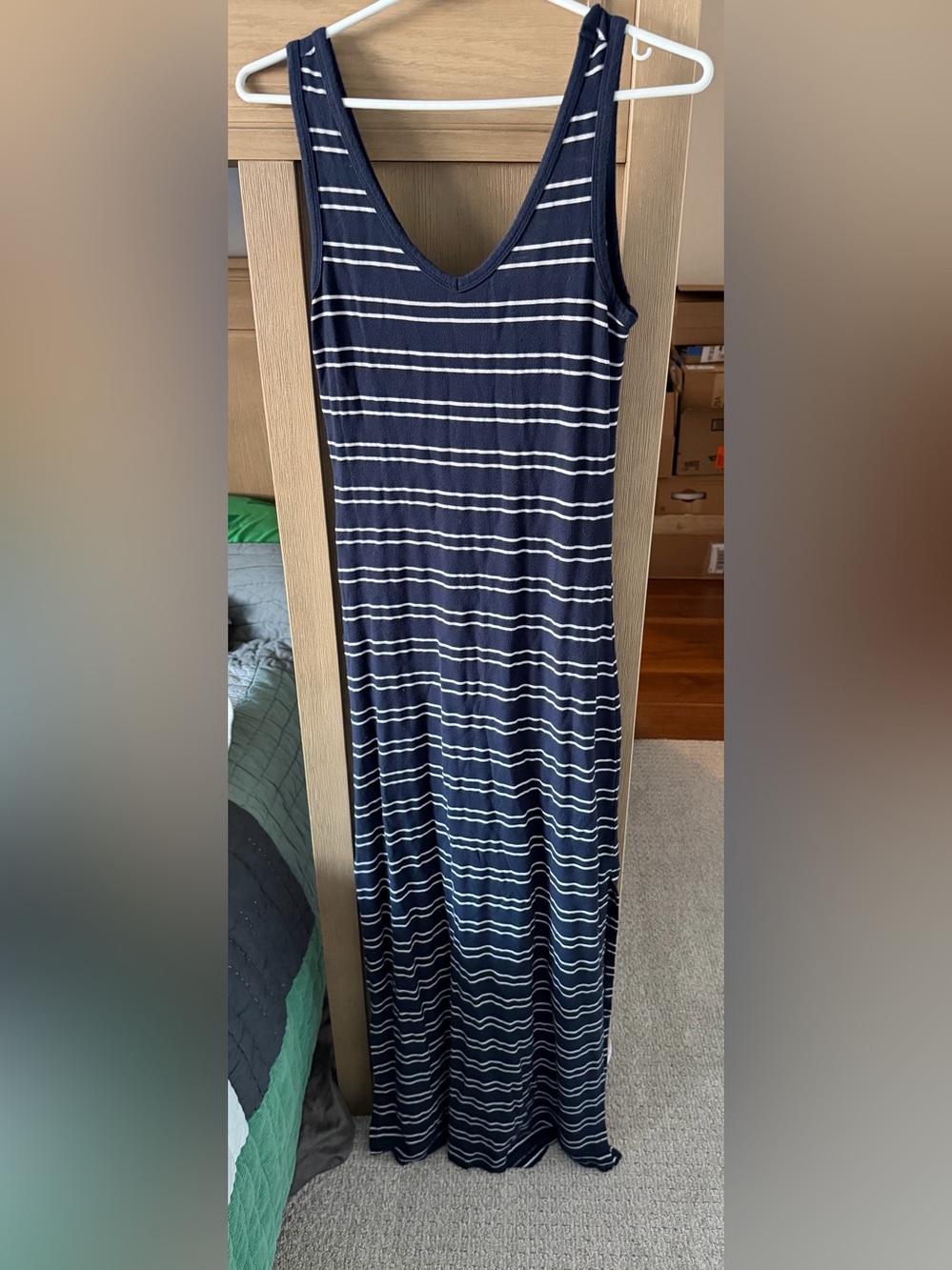 Dynamite Navy and White Striped Maxi Dress